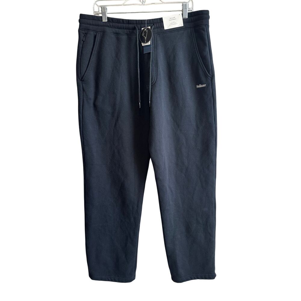 Hollister Feel Good Cotton Relaxed Straight Sweatpant Black XL NEW